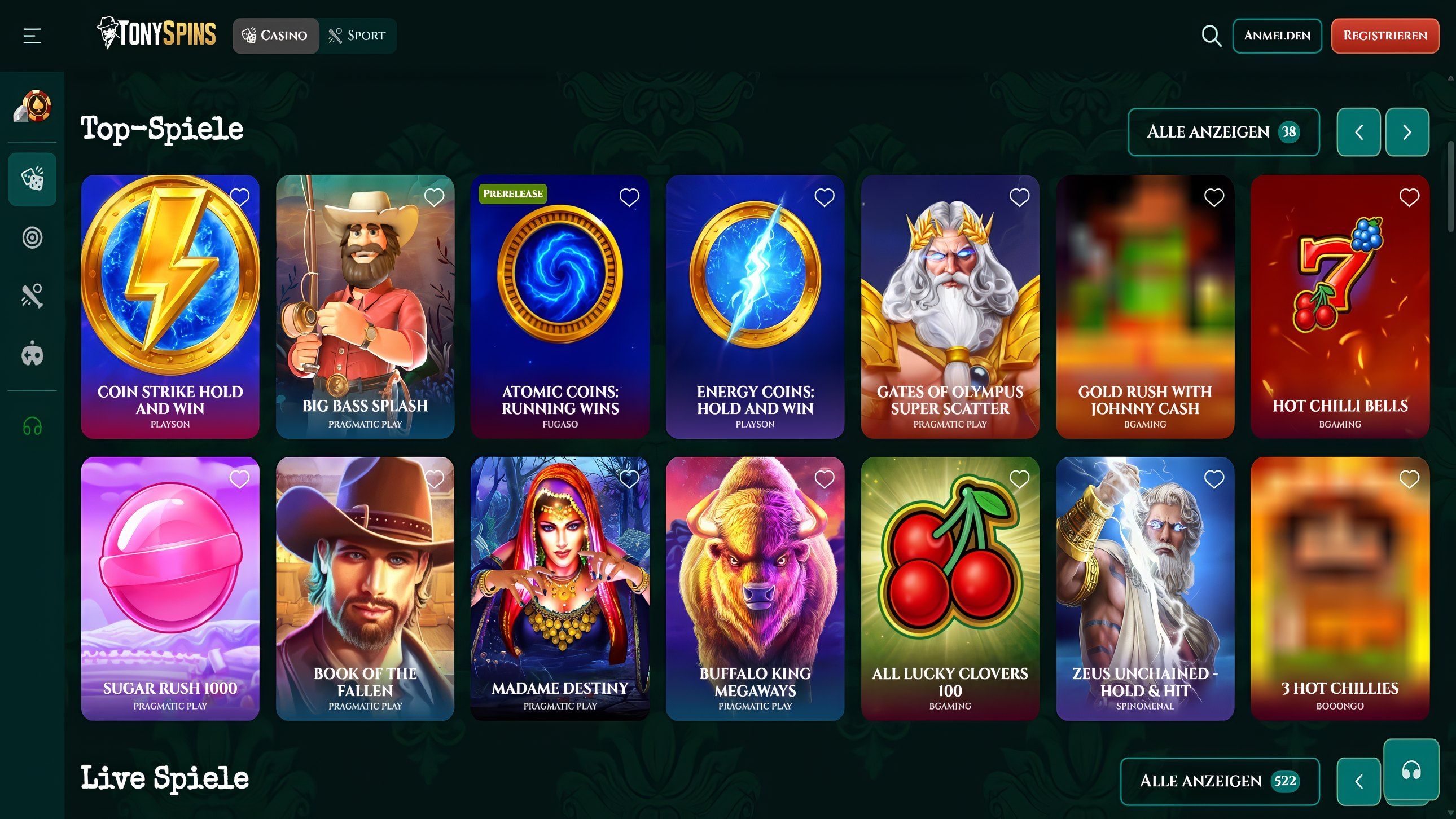 Tonyspins desktop screenshot 2